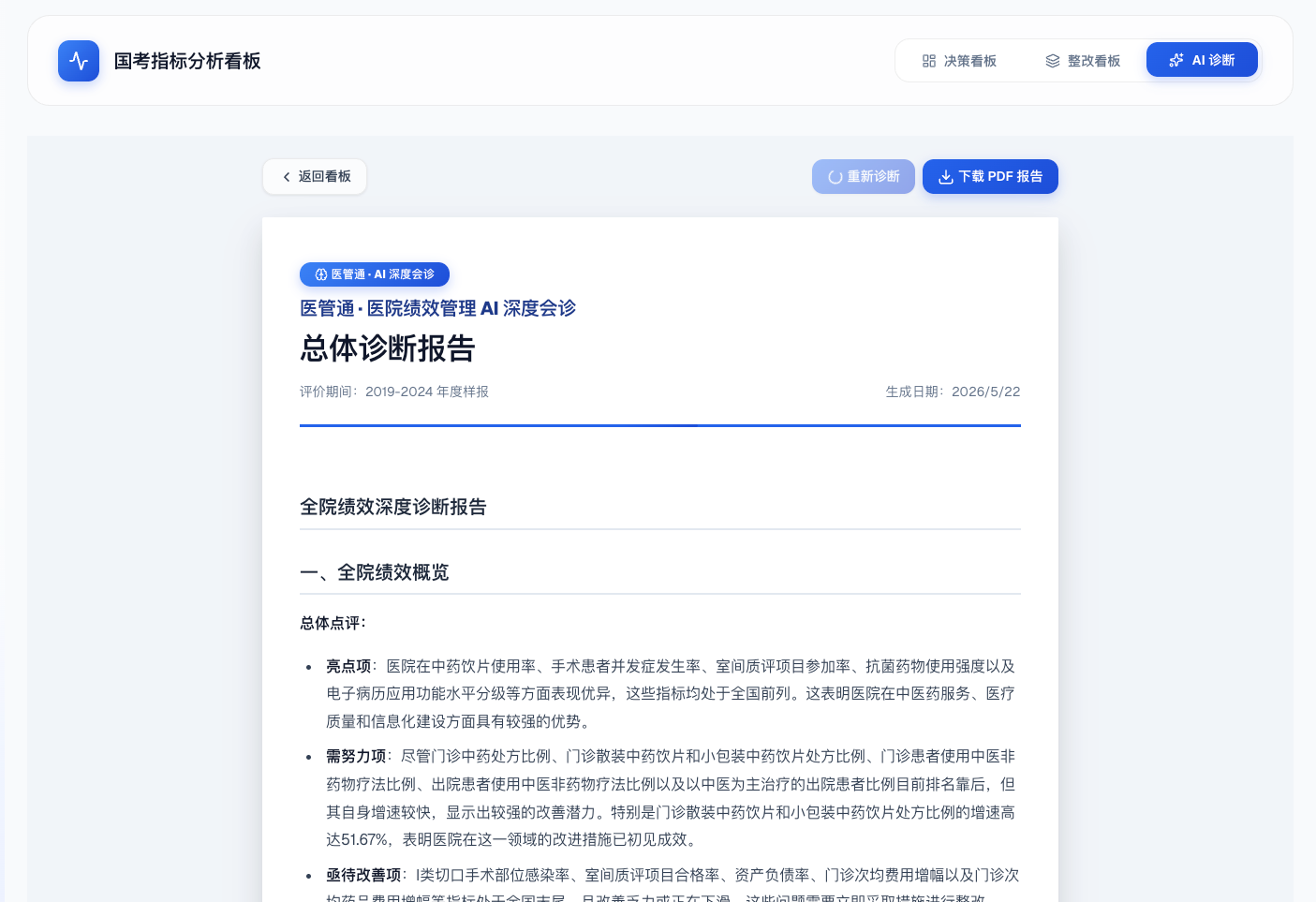 医院绩效管理AI深度会诊-vibe coding